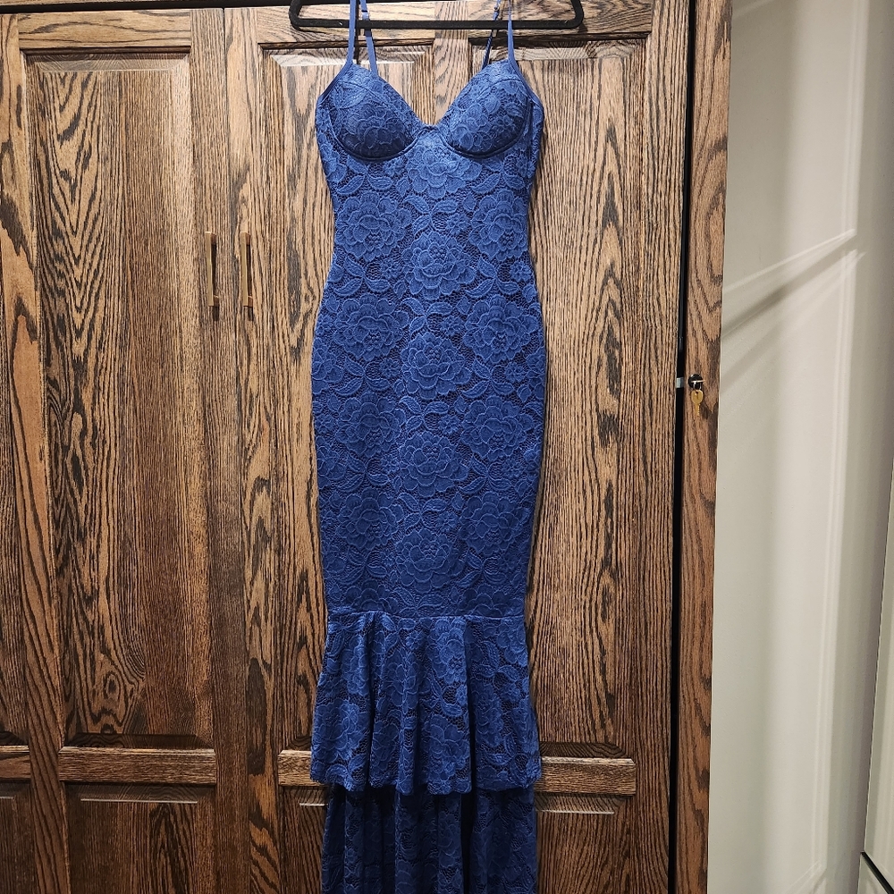Navy Lace Mermaid Gown